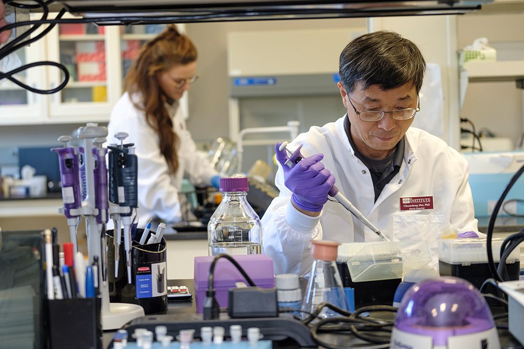 Scientists working in lab